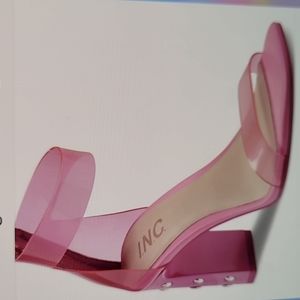 INC  WOMEN'S MAKENNA TWO-PIECE CLEAR  VINYL DRESS SANDALS PINK  9W